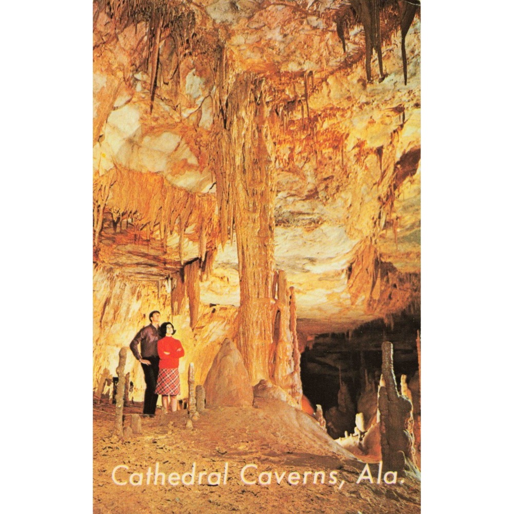 Vintage Cathedral Caverns Alabama Postcard Grant AL Scenic South Chrome Map Back - Picture 1 of 2